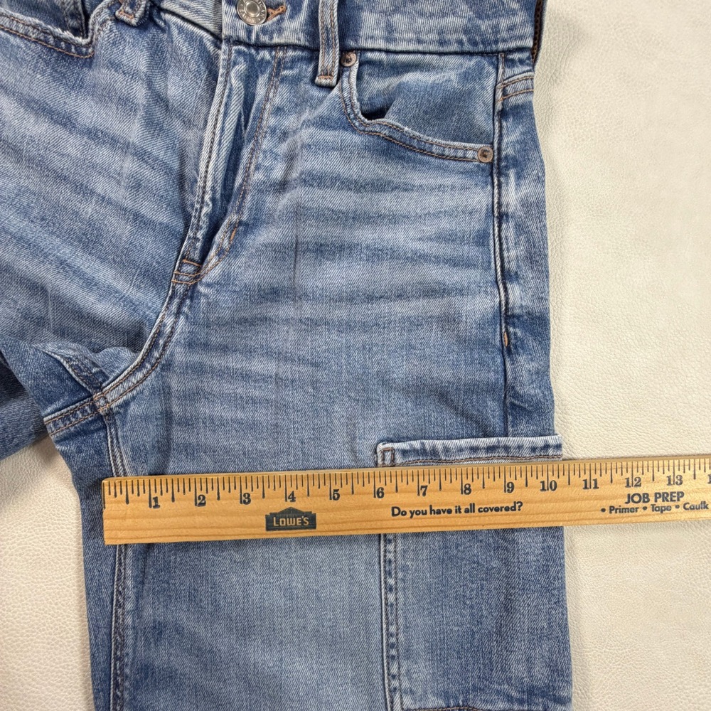 American Eagle Curvy Super High-Rise Baggy Wide Leg Cargo Jeans Light Wash 0 25W - Picture 11 of 13